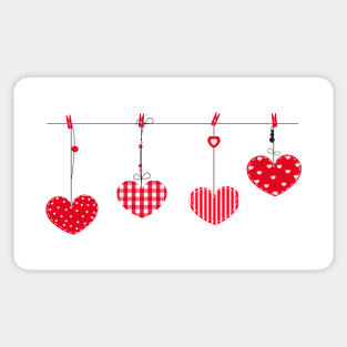 Hanging red hearts Sticker